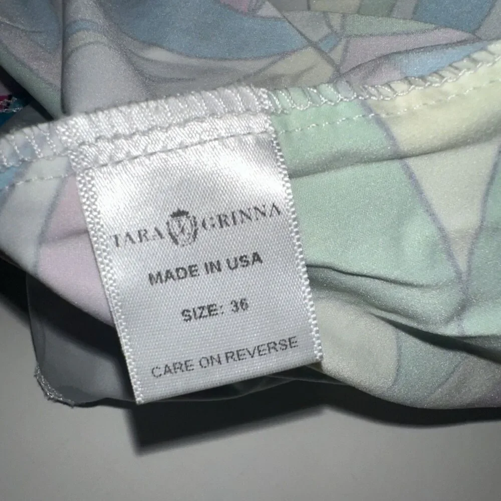 Tara Grinna women's retro multicolor swimsuit 2pc Set Size36/8 Made In The USA